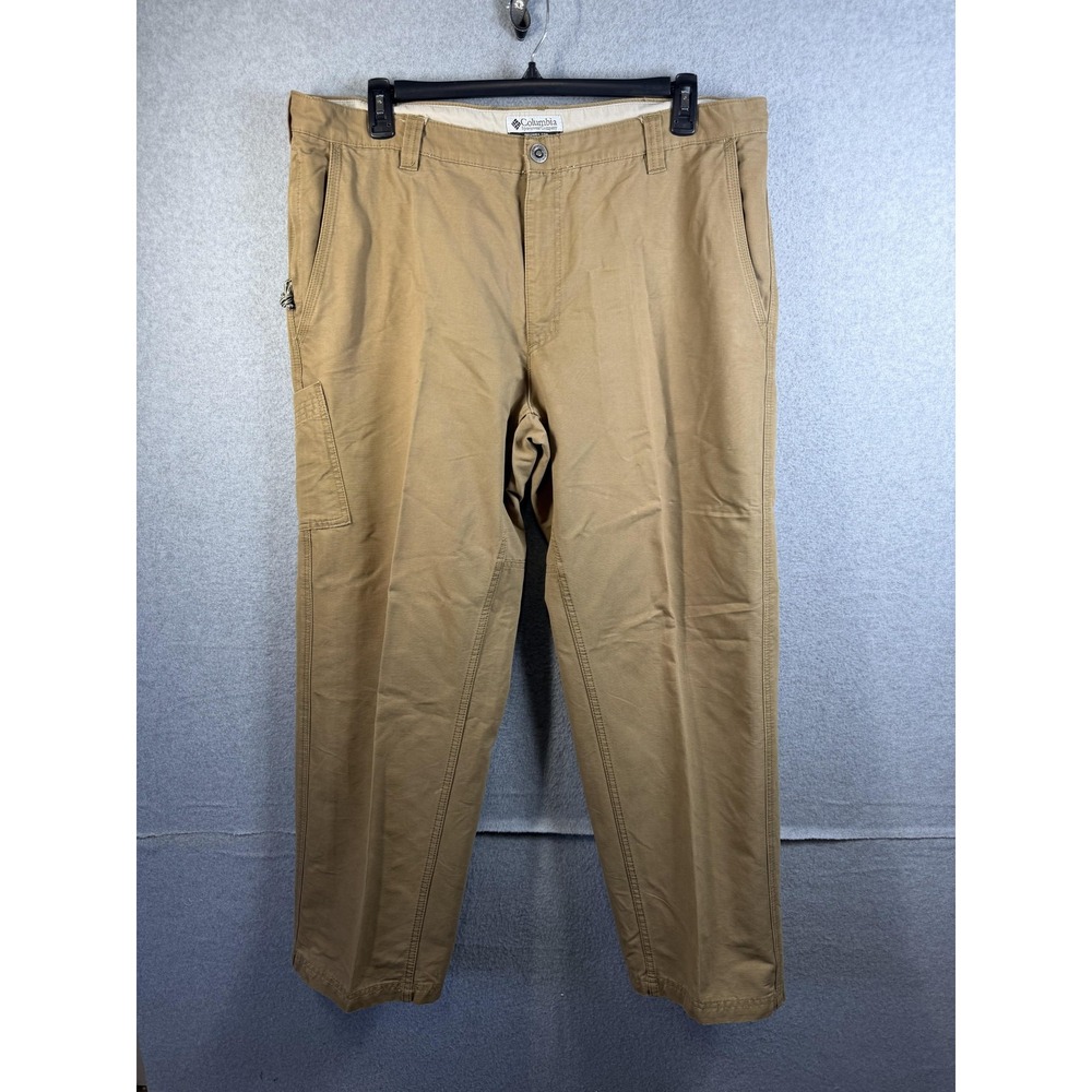 Columbia Pants Mens 40x30 Khaki Canvas Chino Relaxed Fit Cargo Outdoor Hiking